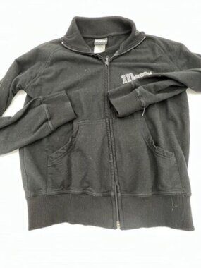 M&M World Womens Long Sleeve Zip Up Sweatshirt  Black Multicolor Gems